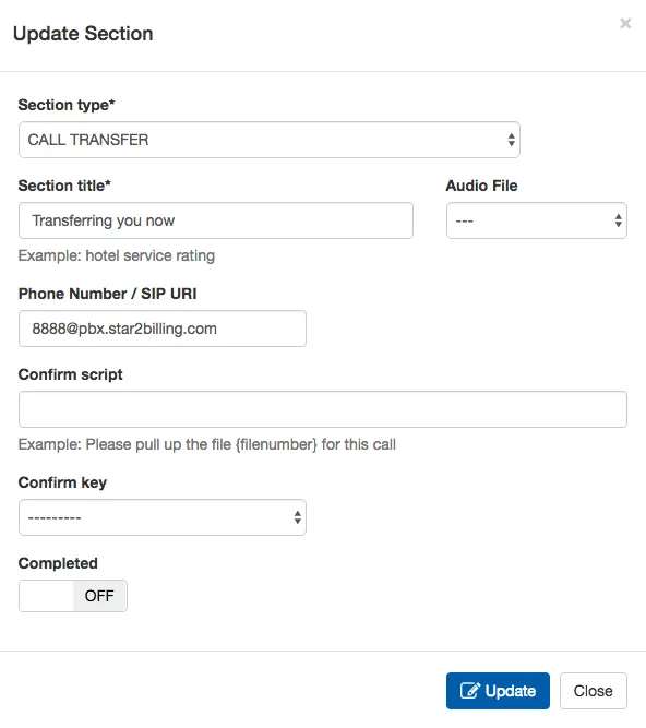 Call Transfer Node in Newfies-Dialer