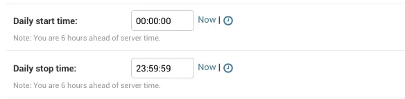 Admin setting for the global campaign start and stop times