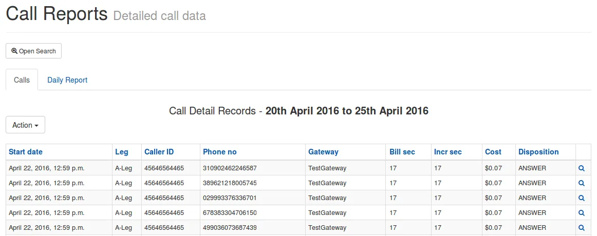 Autodialer VoIP Billing Report