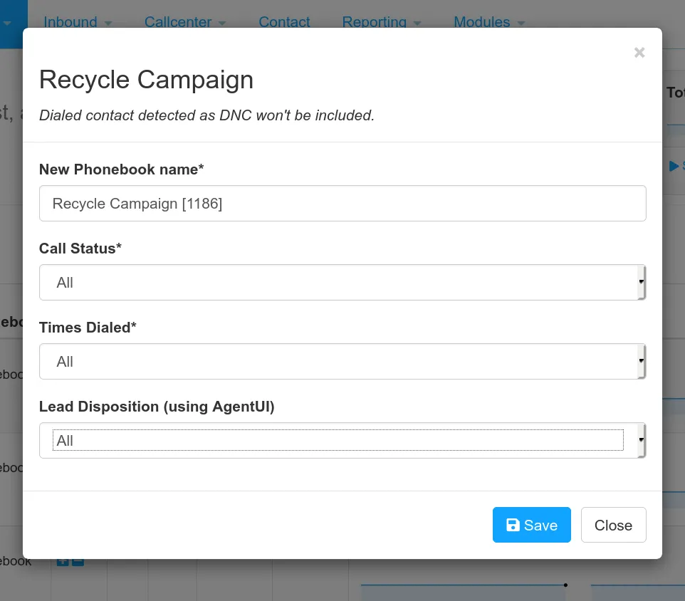 Campaign recycling options using lead disposition