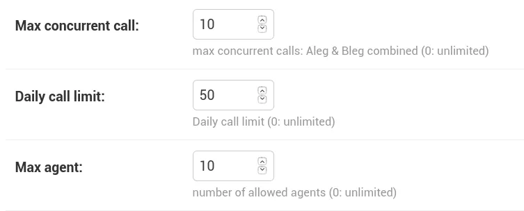 Daily call limit setting per user