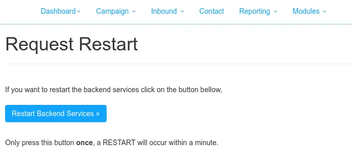 Button to restart backend services from the web interface
