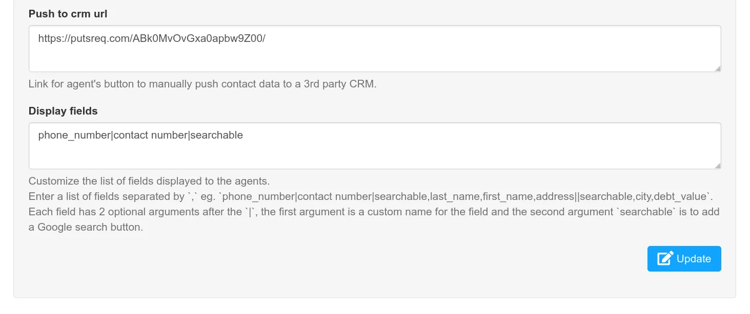Custom display fields