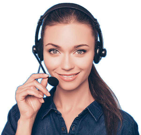 Call-center agent wearing a headset