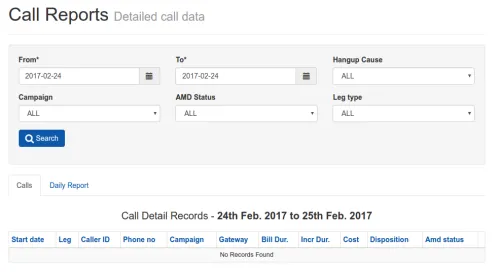 Call Report Filter