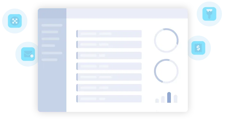 Illustration of the Newfies-Dialer dashboard with billing, messaging and white-label icons