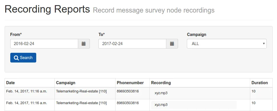 Recording Report
