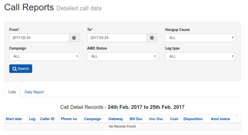 Call Report Filter