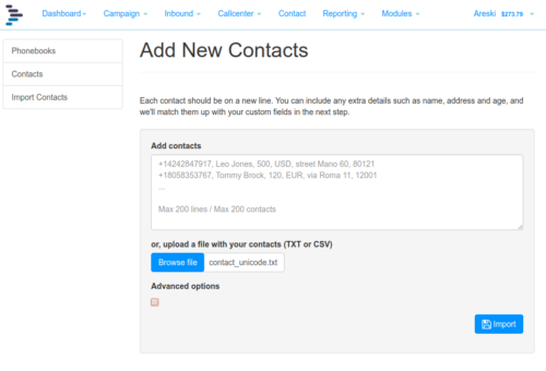 Import Contact Select File