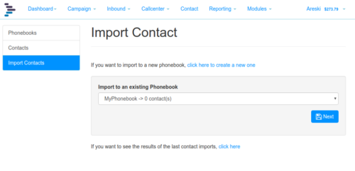 Import Contact Select Phonebook