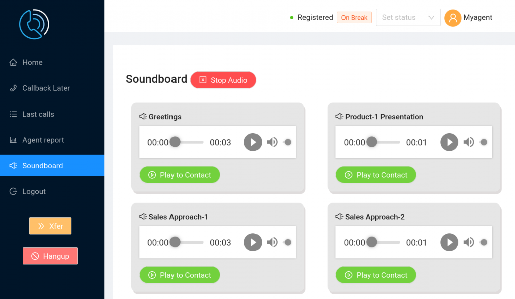 Agent User Interface Soundboard